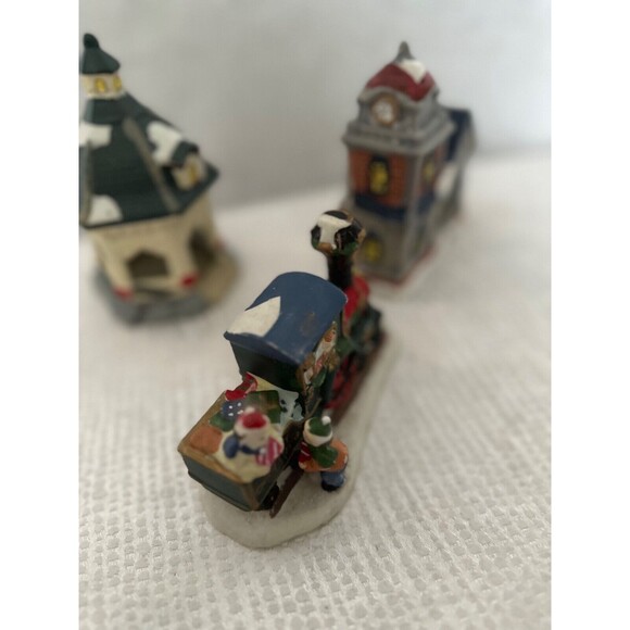 Ceramic Christmas Village, Train, Gazebo and Church, 3" to 5" tall - Picture 3 of 5